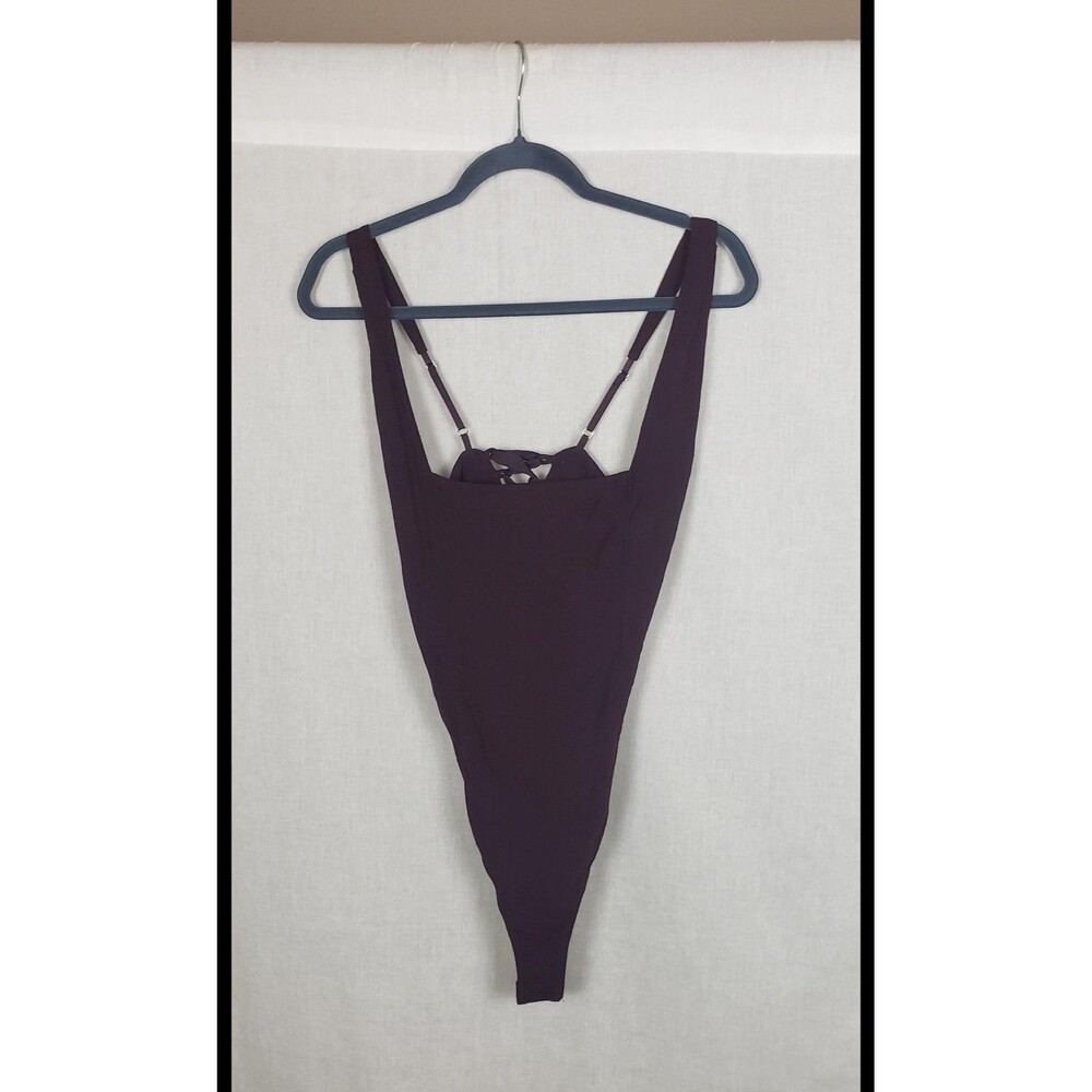 Free People Bodysuit M Purple Lace Up Corset Back Intimately Vamp Renfaire Sexy‎